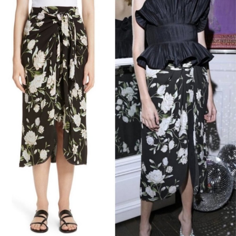 Johanna Ortiz Floral Print 100% Silk‎ Maxi Skirt Size 8 New With Tags Nostalgic